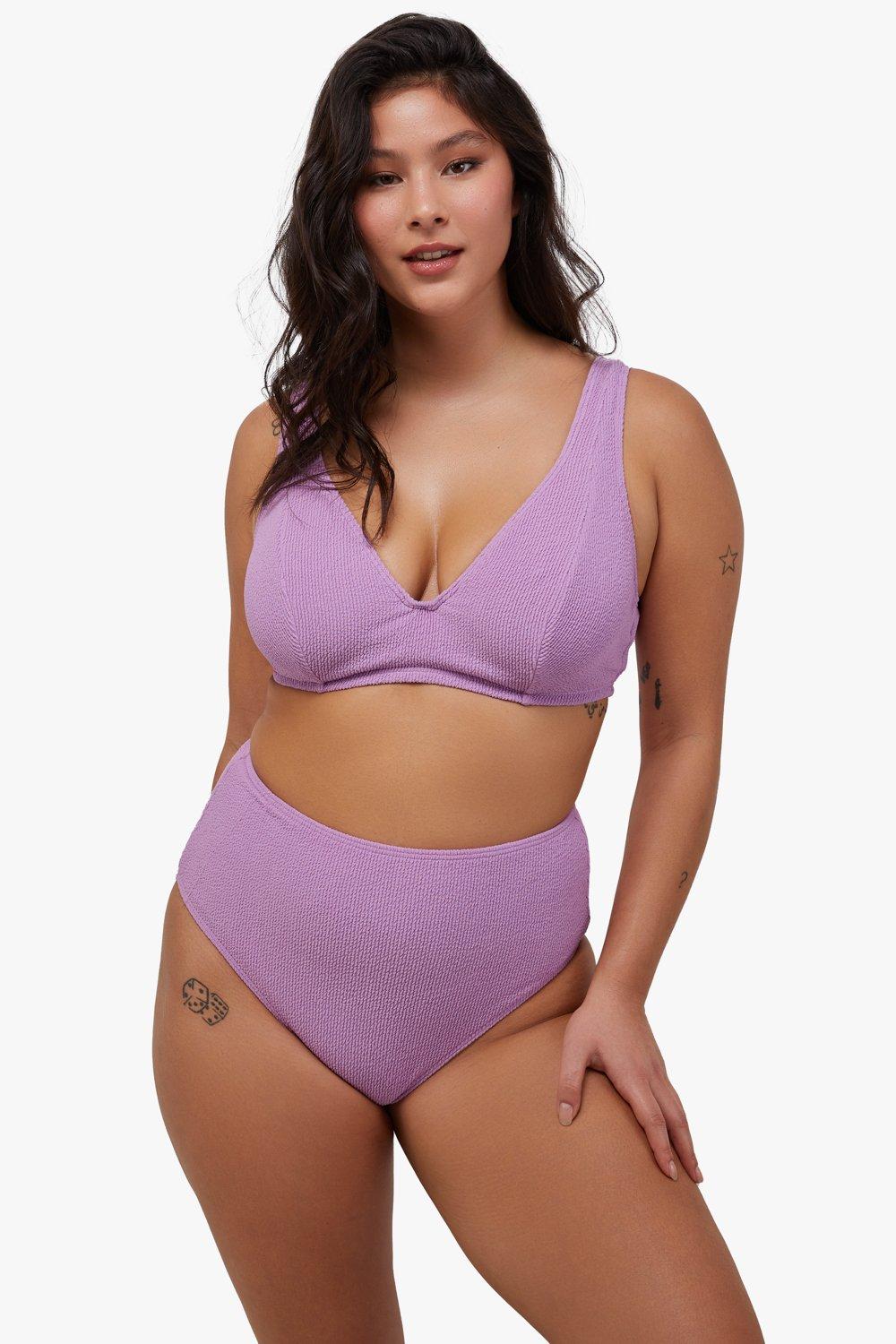 Mila Fuller Bust Lilac Scrunch Hidden Underwire Bikini Top boohoo UK