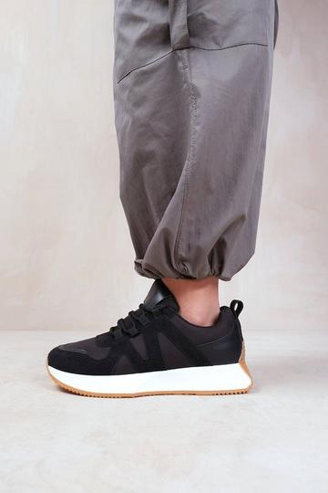 'Momentum' Runner Sneaker Trainers With Suede Detail Black