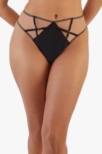 Ramona Black Mesh High Waisted Thong Black