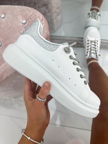 Crystal Brilliance Slip On Trainers Silver