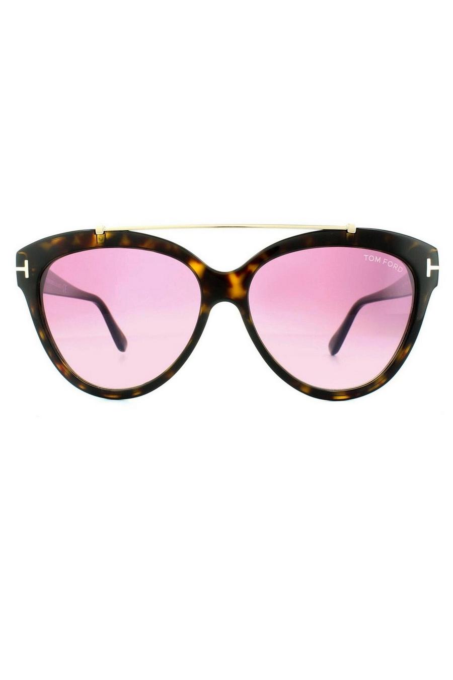 Brown Oval Dark Havana Gradient Mirror Violet Sunglasses image number 1