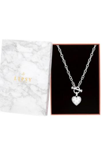 Silver Heart T Bar Necklace - Gift Boxed Silver