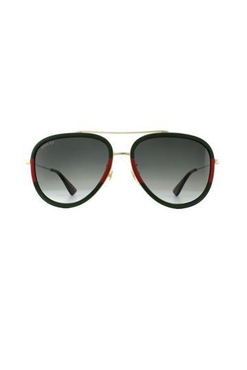 Aviator Gold Green Red Green Gradient Sunglasses Gold