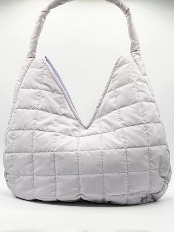 Oversized soft quilted shoulder bag Lilac