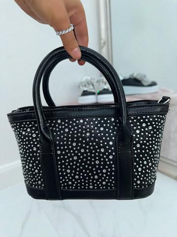 Black Crystal Mini Tote Handbag