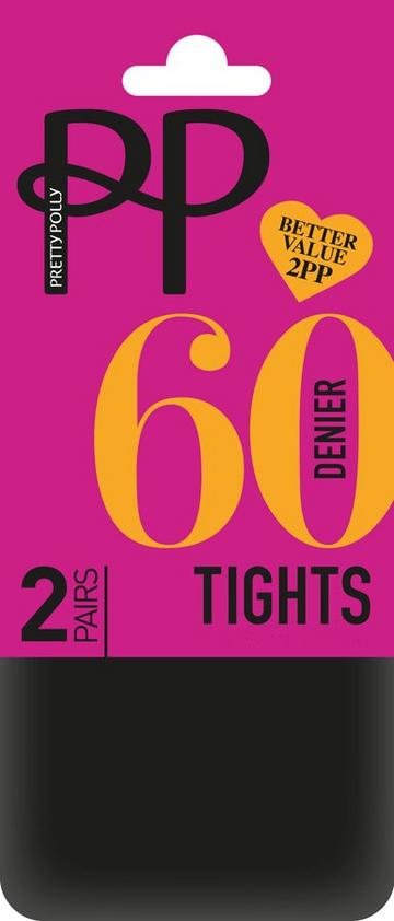 Everyday Opaques 60 Denier Tights 2 Pair Pack - Black Black