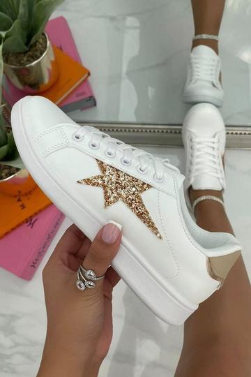 Sparkly Glitter Star Trainers White