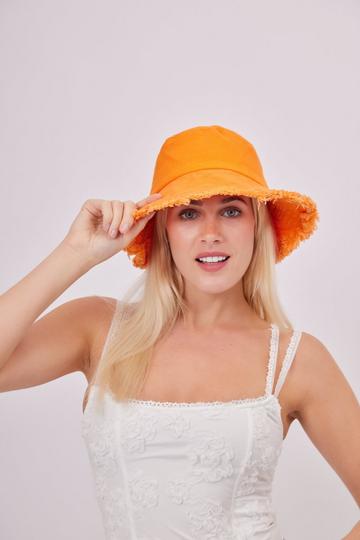 Frayed Edge Bucket Hat Orange