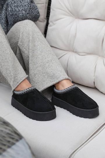 'Freeze' Flatform Embroidered Low Ankle Slipper Boots