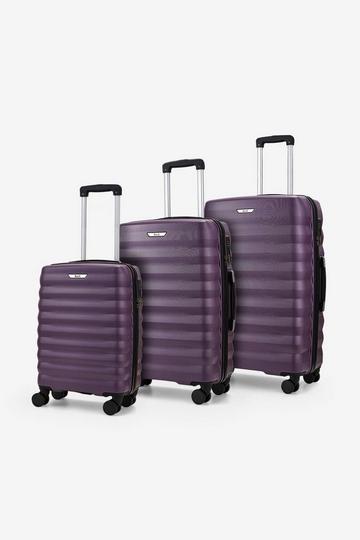 Purple Berlin 8 Wheel Hardshell Suitcase 3pc Set