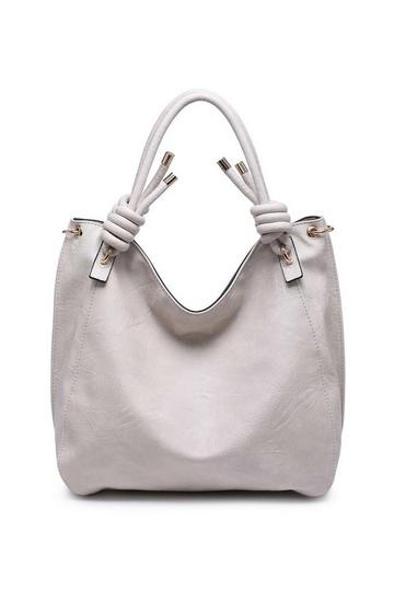 Beige Extra Large Tie Style Handle Slouchy Tote Shoulder Bag