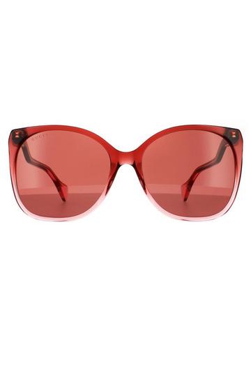 Red Rectangle Burgundy Red Sunglasses