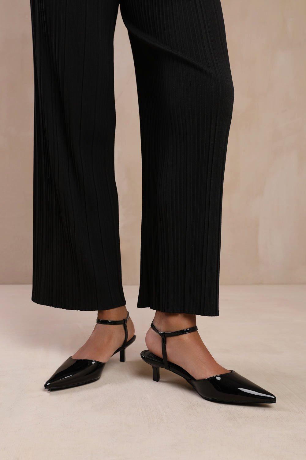 Greece Wide Fit Low Kitten Heels Pointed Toe Ankle Strap boohoo UK