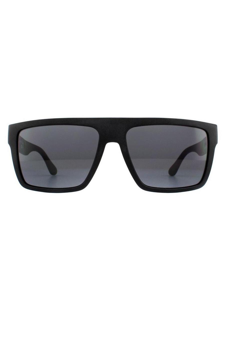 Rectangle Matte Black Grey Blue Sunglasses