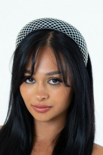 Mesh Rhinestone Headband Silver