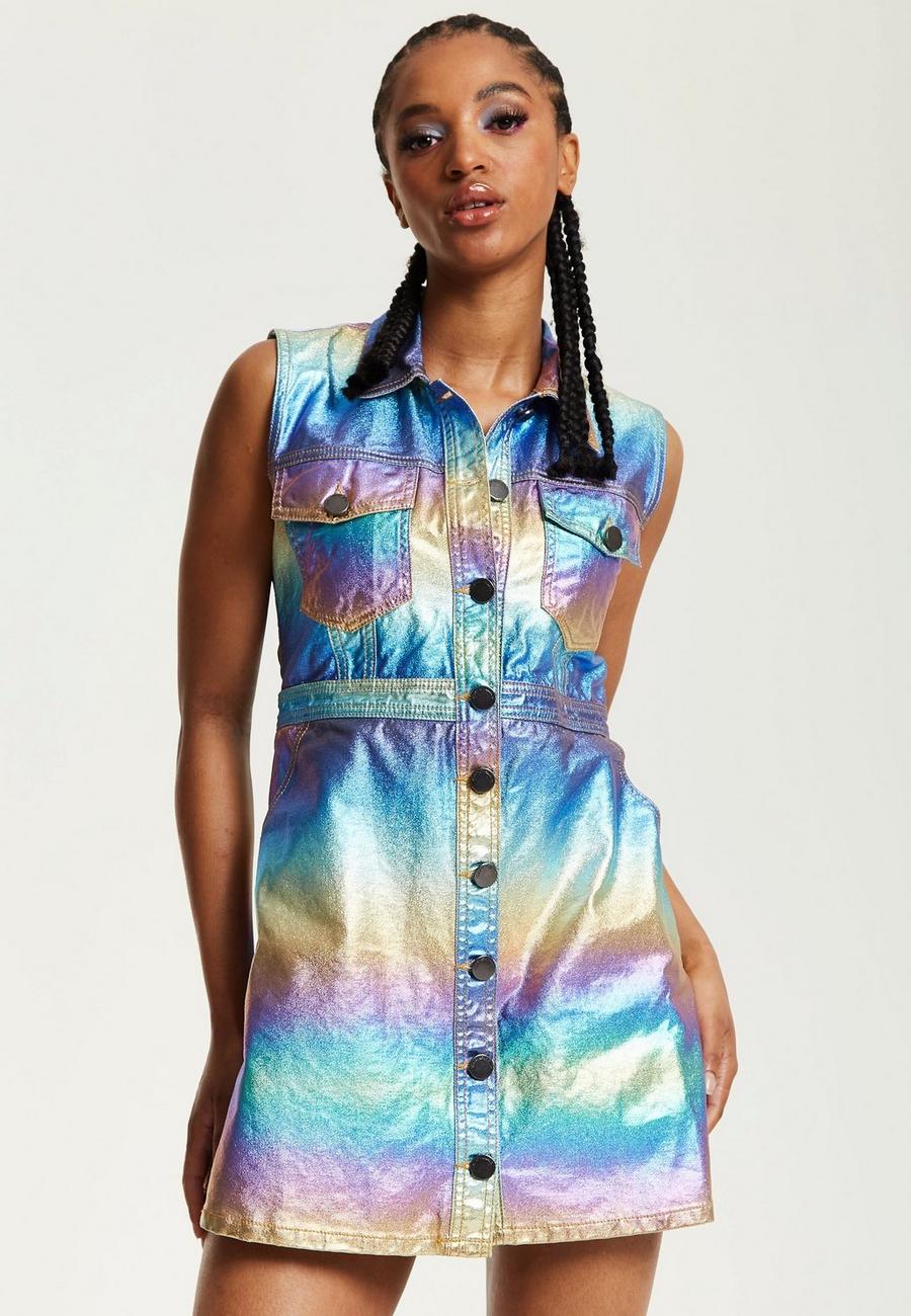 Multi Metallic Rainbow Mini Dress