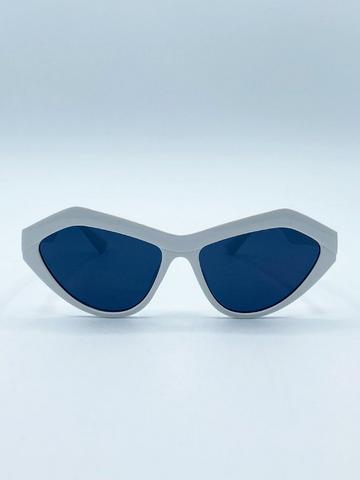 White Angular Sunglasses in White