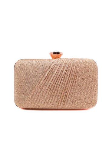 Large Diamanti Clasp Half Pleated Clutch Evening Bag Rose Gold