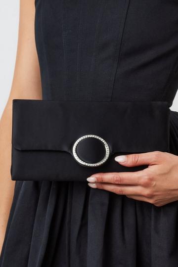 Satin Clutch with Diamante Black