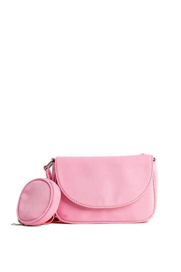 Nylon Crossbody Bag with Coin Purse Pink