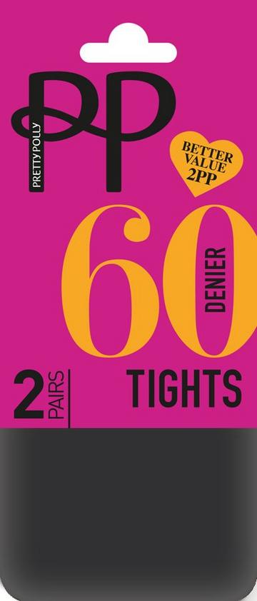 Everyday Opaques 60 Denier Tights 2 Pair Pack - Charcoal Charcoal