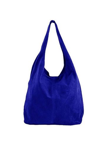 Electric Blue Soft Suede Hobo Shoulder Bag | BYILY Blue