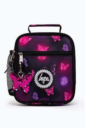 Pink And Purple Chrome Glow Butterfly Lunch Box Black