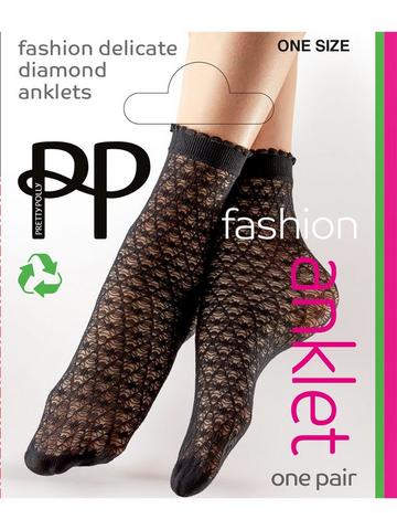 Delicate Diamond Pattern Anklets - Black Black