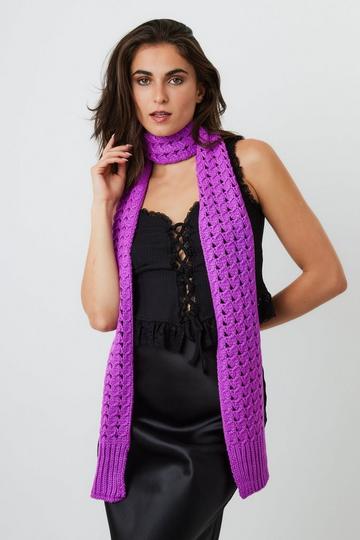 Purple Skinny Crochet Scarf