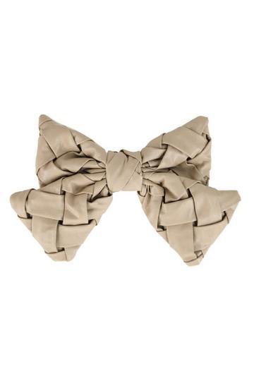 Woven Bow Clip Beige