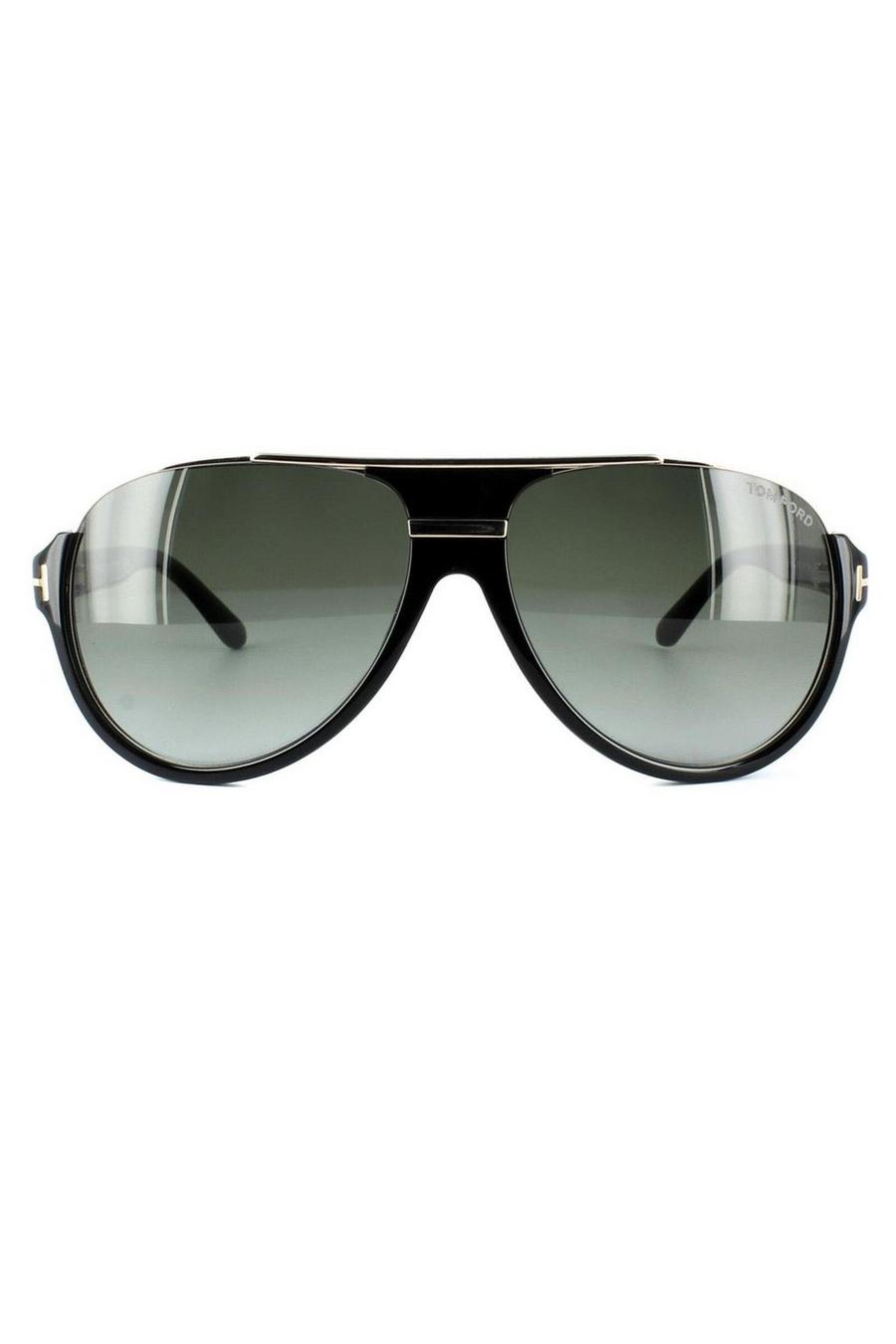 Aviator Shiny Black Green Gradient Sunglasses
