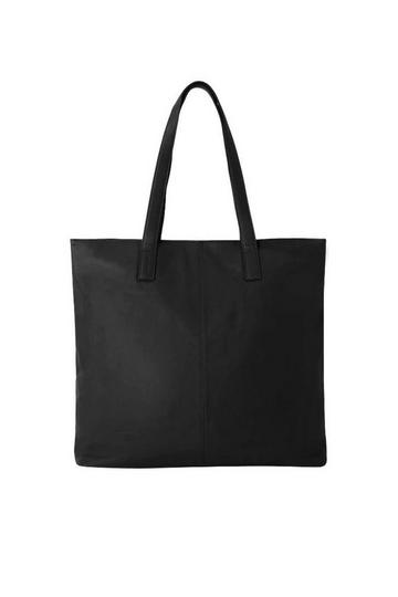 Black Black Leather Everyday Tote