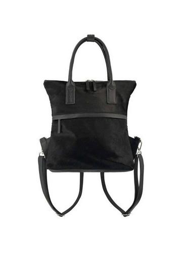 Black Black Calf Hair Leather Backpack | BYRRE