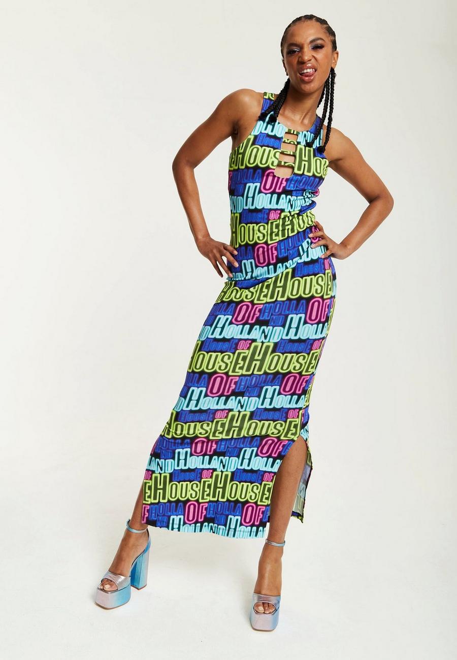 Multi Printed Multicolour Maxi Dress With Cut Out Details