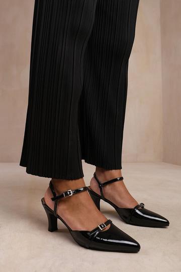 'Memphis' Wide Fit Low Heel With Multi Buckle Detail Black