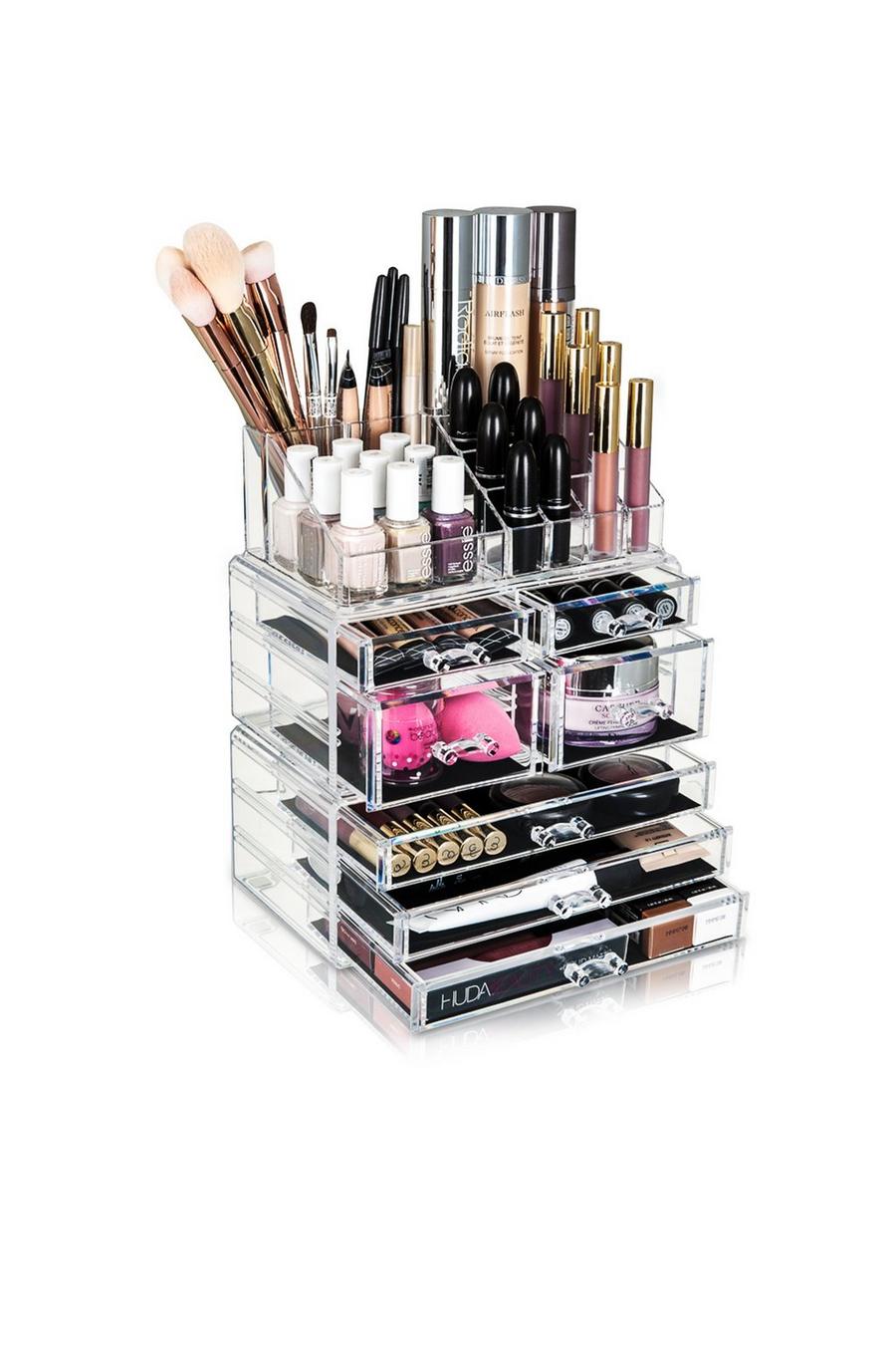 Clear 7 Drawer Cosmetic Organiser Box - Makeup Storage Gift for Her