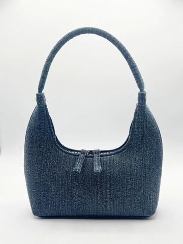 Short Handle Denim Shoulder Bag Blue