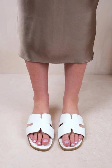 'Mae' Wide Fit Pu Strap Sandals White