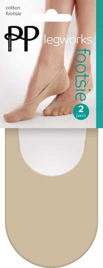 Nude Legworks 30 Denier Cotton Footsie 2 Pair Pack - Nude