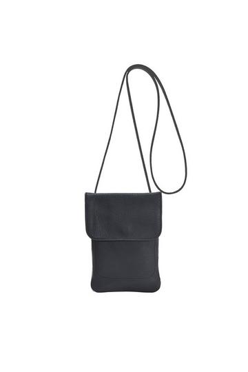 Black Black Leather Phone Crossbody Mini Bag