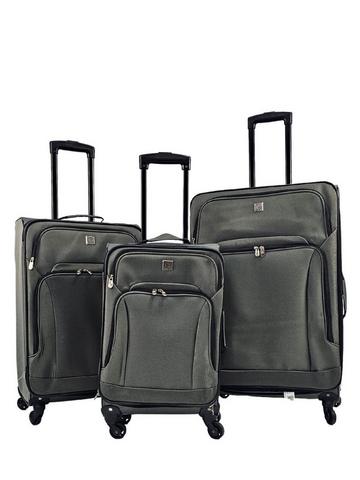 Grey Grey Lightweight 4 Wheel Luggage Travel Cases Soft Bags Suitcases