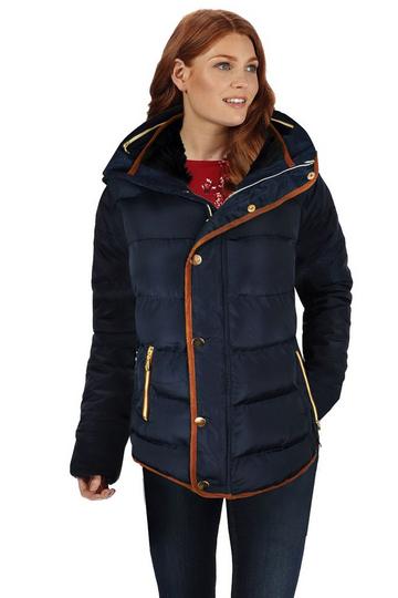 'Wrenly' Quilted Hooded Winter Coat Navy