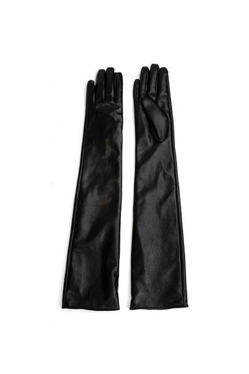 Black Over the elbow Long Faux leather Gloves