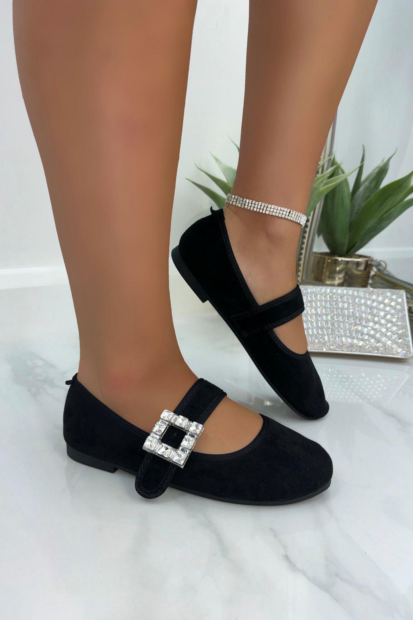 Black sparkly flats sales