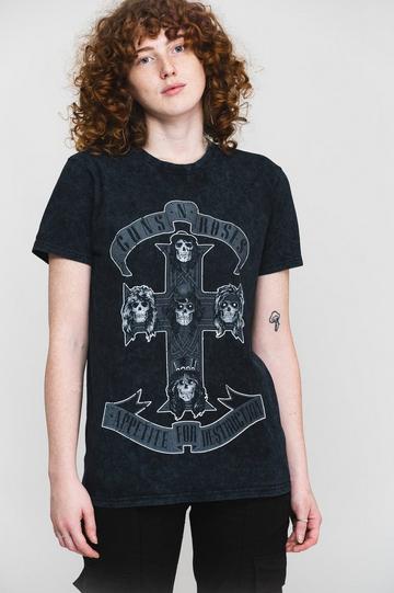 Monochrome Cross Dip Dye Fashion T Shirt Black