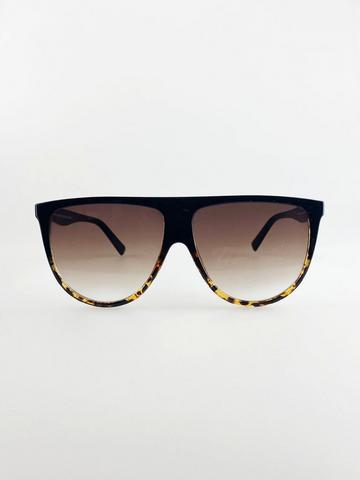 Ombre Lens Oversized Sunglasses In Tortoise Shell Brown