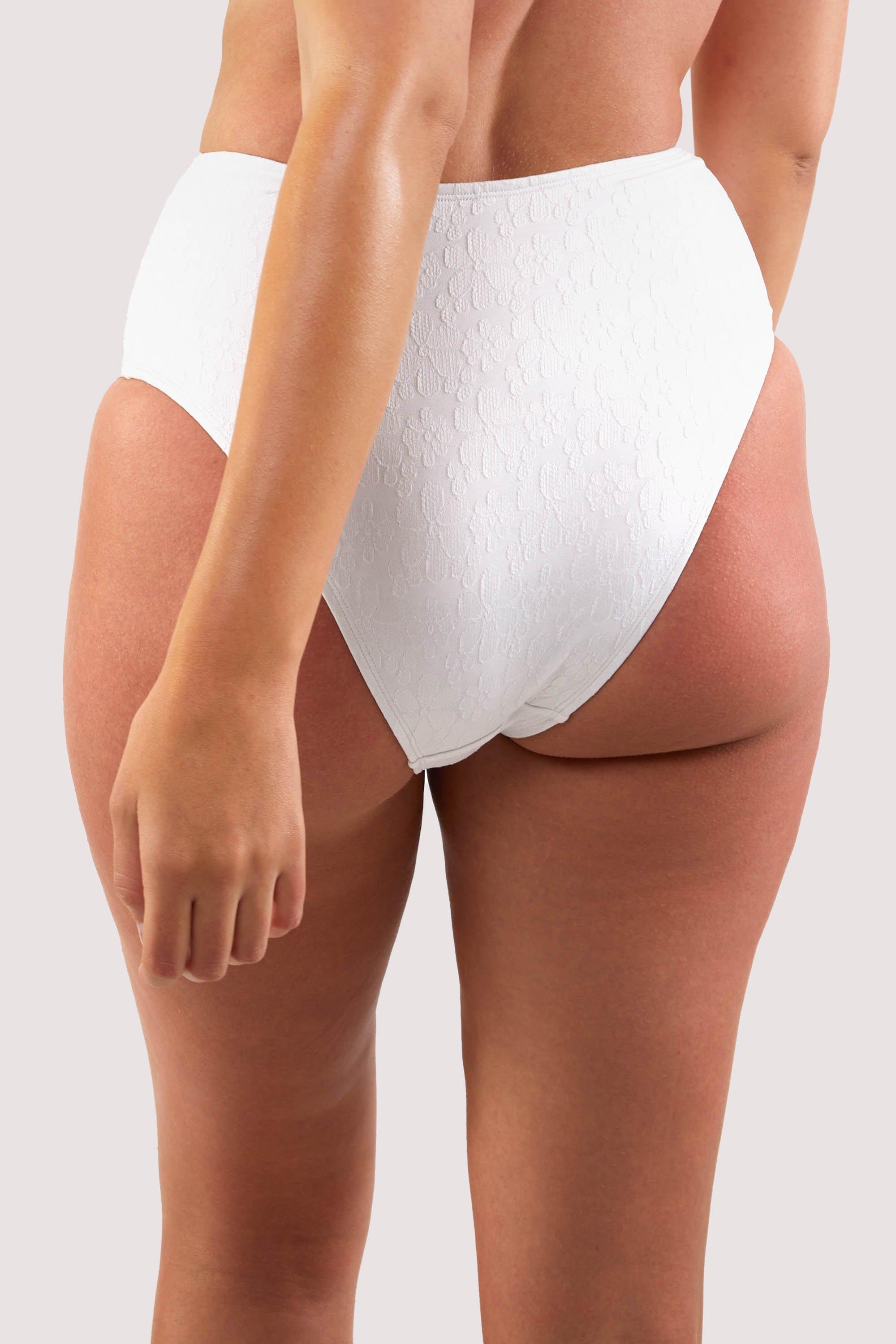 White high waisted ribbed bikini bottoms sales
