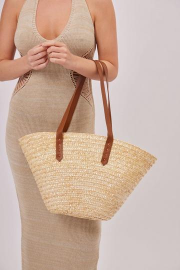 Oversized Shell Straw Beach Bag Natural