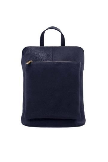 Navy Pebbled Leather Pocket Backpack | BXIBE Navy