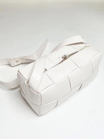 Woven PU Shoulder Bag in Cream Cream